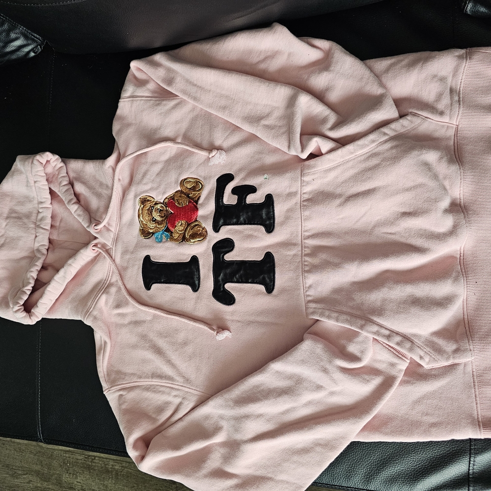 Teddy Fresh Pink Hoodie with Bear Patch